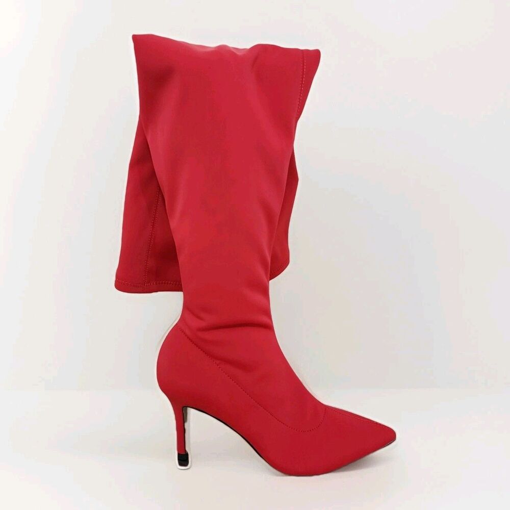 Eloquii Sydney Neoprene Over The Knee Boot Tango Red Womens Size 9 Wide Stretch